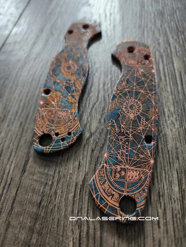 Spyderco PM2 Copper - Shipwreck Patina - Goonies Map - Laser Engraved Scales - EDC Gear - Hardware & Knife Install Options