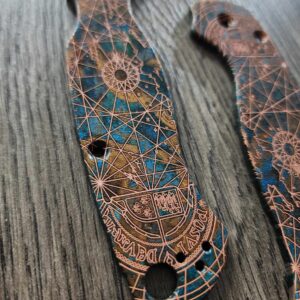 Spyderco PM2 Copper - Shipwreck Patina - Goonies Map - Laser Engraved Scales - EDC Gear - Hardware & Knife Install Options