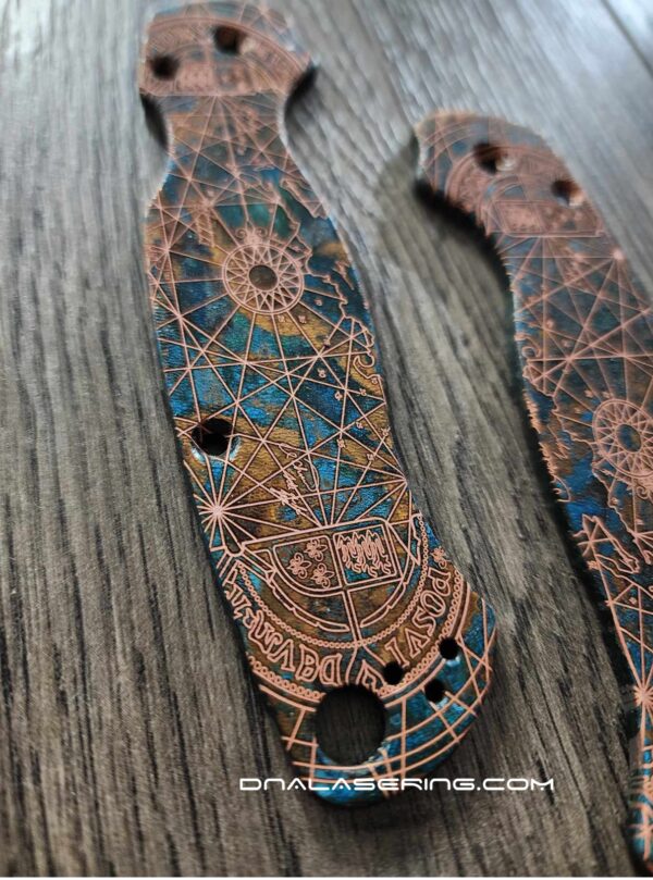 Spyderco PM2 Copper - Shipwreck Patina - Goonies Map - Laser Engraved Scales - EDC Gear - Hardware & Knife Install Options