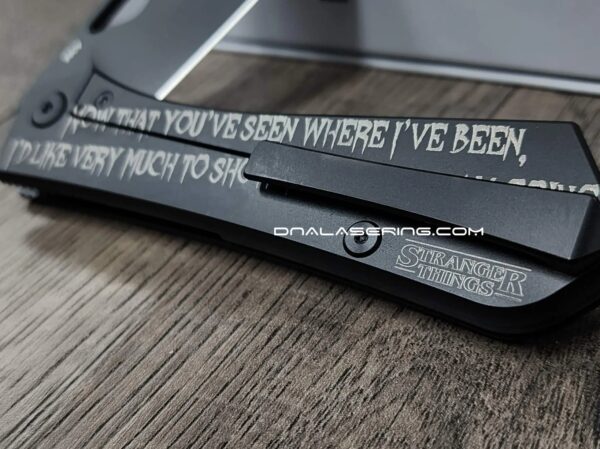 Flytanium Theory “Vecna” – Deep Laser Engraved Knife – Black DLC Finish