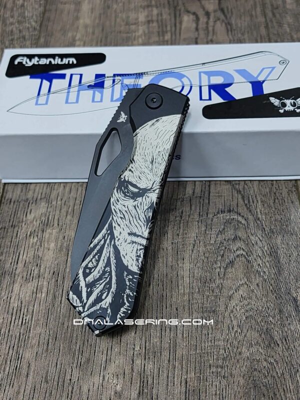 Flytanium Theory “Vecna” – Deep Laser Engraved Knife – Black DLC Finish