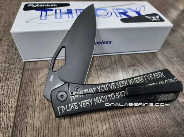 Flytanium Theory “Vecna” – Deep Laser Engraved Knife – Black DLC Finish