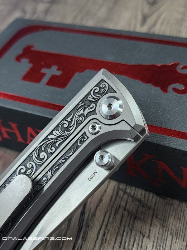 Chaves RCK9 Custom Engraved Titanium Knife – Deep Scrollwork – New In Box - EDC