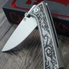 Chaves RCK9 Custom Engraved Titanium Knife – Deep Scrollwork – New In Box - EDC