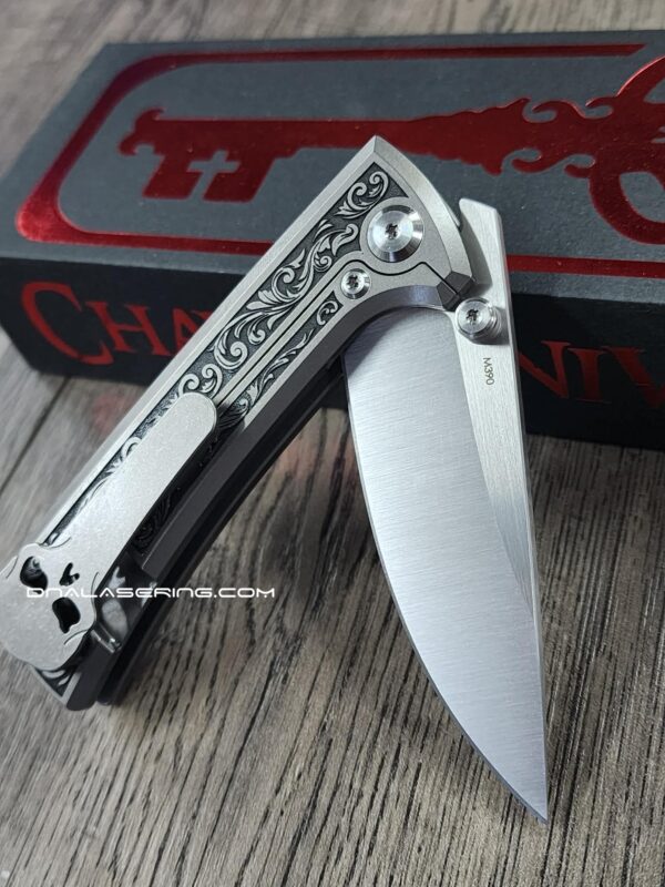 Chaves RCK9 Custom Engraved Titanium Knife – Deep Scrollwork – New In Box - EDC