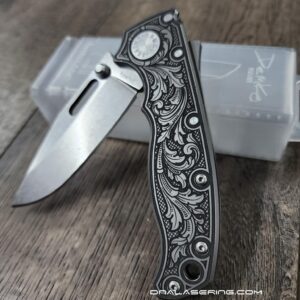 Demko AD 20.5 Shark Lock - Custom Scroll - Laser Engraved Titanium Scales - EDC Gear - Complete Knife