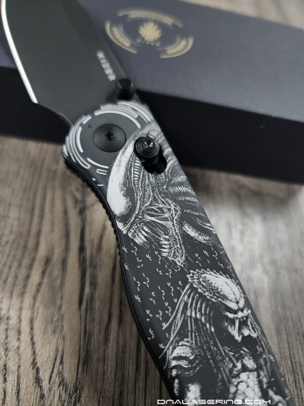 Kizer Drop Bear 2 – Alien vs Predator Laser Engraved Knife – Custom Sci-Fi EDC – Complete Knife