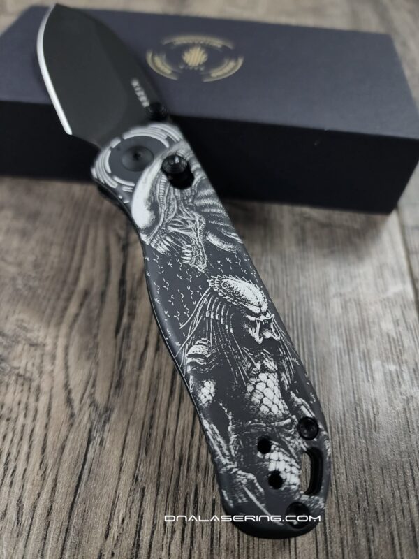 Kizer Drop Bear 2 – Alien vs Predator Laser Engraved Knife – Custom Sci-Fi EDC – Complete Knife