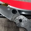 PM3 MAGNACUT Spyderco Para 3 Salt - Mandala Paisley Engraved AWT Skinny Titanium Scales - LynchNW Blacksmith Pocket Clip - Complete Knife