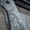 PM3 MAGNACUT Spyderco Para 3 Salt - Mandala Paisley Engraved AWT Skinny Titanium Scales - LynchNW Blacksmith Pocket Clip - Complete Knife