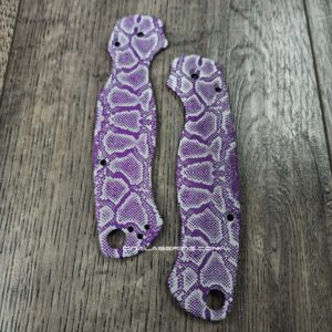 Spyderco PM2 Loop Scales - Laser Engraved Snakeskin Pattern - Aluminum Nebula Purple Scales - Flytanium Gear - Knife & Hardware Optional