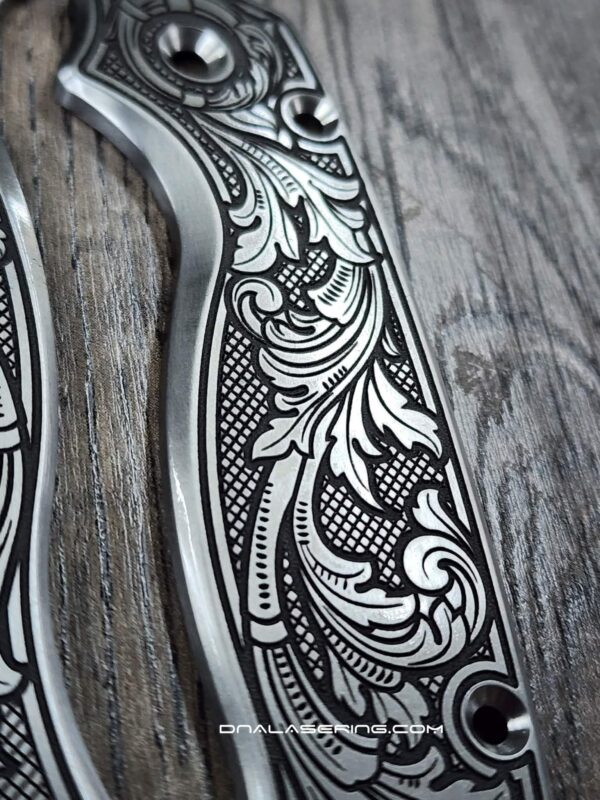 Spyderco PM2 TI - Custom Scroll - Relief Engraved Titanium Knife Scales - EDC Gear - Knife & Hardware Optional