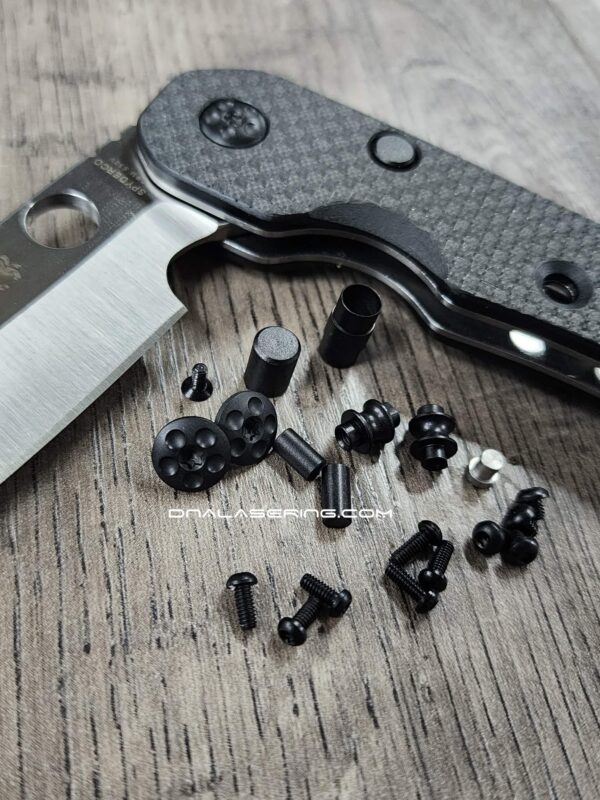 Spyderco Smock - LARGE PIVOT Replacement Hardware Screw Set - Stainless Steel - Blacked Out - EDC Gear