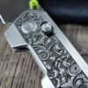 Vosteed Parallel Crossbar Lock Knife - Custom Relief Scroll Laser Engraved - Titanium Scales - Complete Knife