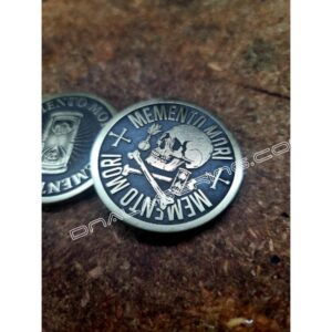 Memento Mori - Skull and Hourglass - Laser Engraved Brass Coin - Polished and Aged Finish