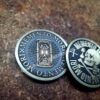 Memento Mori - Skull and Hourglass - Laser Engraved Brass Coin - Polished and Aged Finish