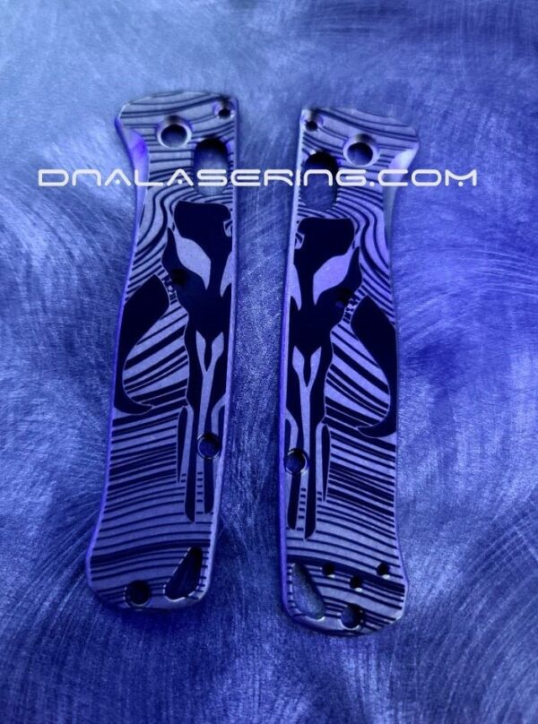 Mythosaur Skull - Beskar Ingot - MINI Benchmade Bugout - Deep Laser Engraved Titanium Scales - EDC Gear