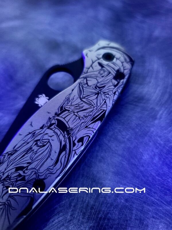il_fullxfull.3506489859_gpm5-1.jpg Plague Doctor - Spyderco PM2 - Engraved PM2 Titanium Knife Scales - Paramilitary 2 EDC - Knife & Hardware Optional Flytanium Gear