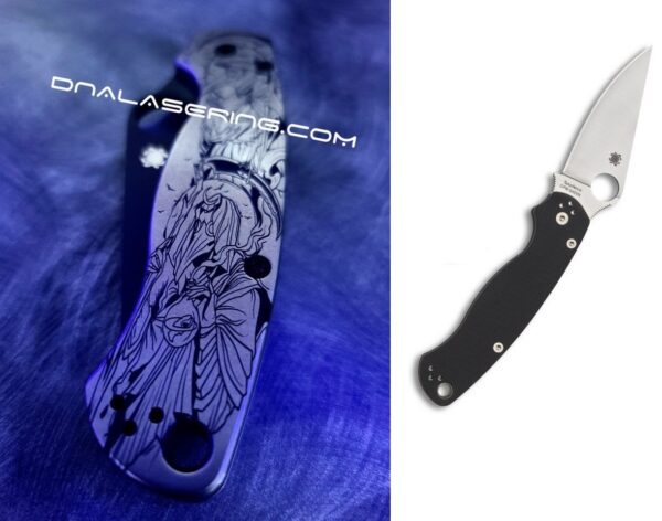 il_fullxfull.3506558377_576f-1.jpg Plague Doctor - Spyderco PM2 - Engraved PM2 Titanium Knife Scales - Paramilitary 2 EDC - Knife & Hardware Optional Flytanium Gear