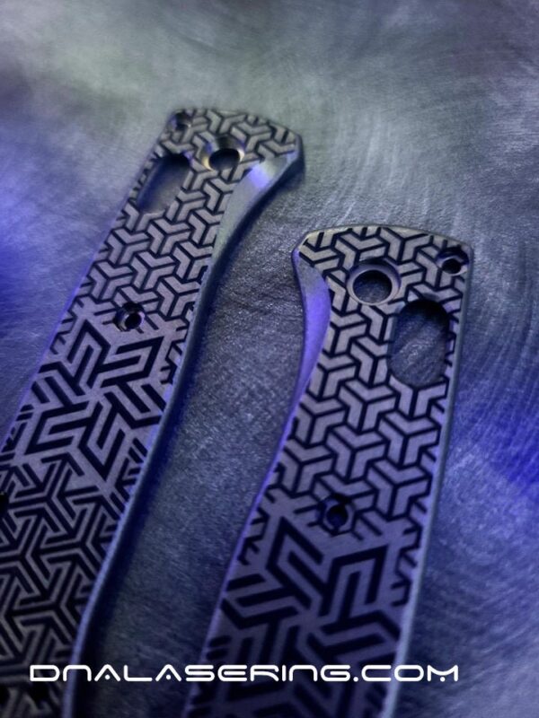 Geometric Trio - MINI Benchmade Bugout - Deep Laser Engraved Titanium Scales - EDC Gear *Scales Only*