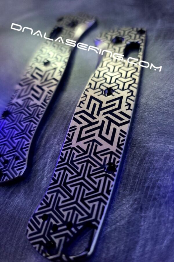 Geometric Trio - Benchmade Bugout TI - Deep Laser Engraved Titanium Scales - EDC Gear *Scales Only*