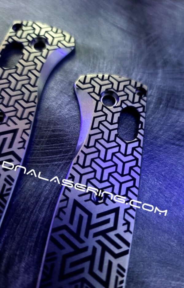 Geometric Trio - Benchmade Bugout TI - Deep Laser Engraved Titanium Scales - EDC Gear *Scales Only*