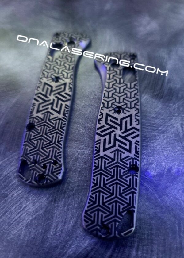 Geometric Trio - MINI Benchmade Bugout - Deep Laser Engraved Titanium Scales - EDC Gear *Scales Only*