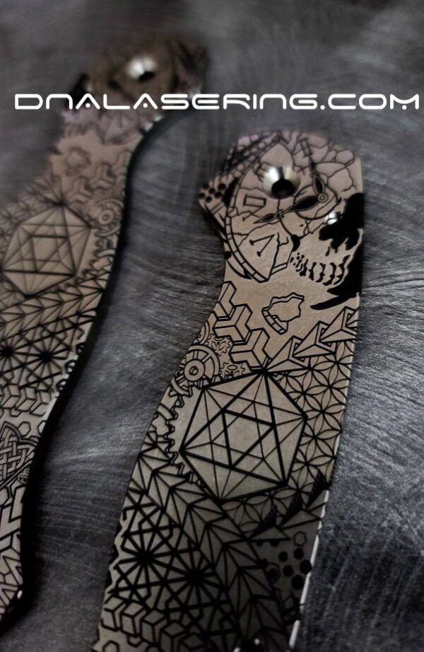 Celtic Cross - Geometric - Skull - Spyderco PM2 - Engraved PM2 Titanium Knife Scales - EDC Gear - Knife & Hardware Optional Flytanium Gear