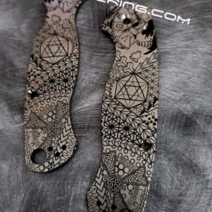 il_fullxfull.3603686785_42k4-1.jpg Celtic Cross - Geometric - Skull - Spyderco PM2 - Engraved PM2 Titanium Knife Scales - EDC Gear - Knife & Hardware Optional Flytanium Gear