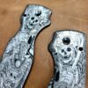 Spyderco Shaman - Japanese Warrior - Samurai Skulls - Deep Laser Engraved Titanium Scales - EDC Gear *Scales Only*