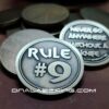 Rule #9 - Deep Laser Engraved Brass Coin - Polished and Aged Finish