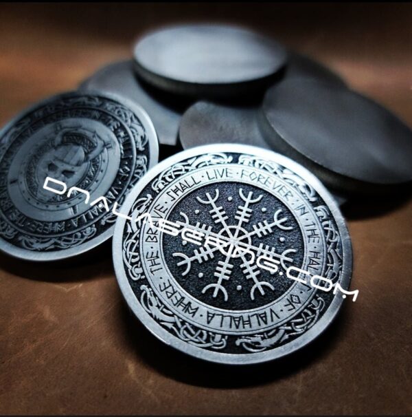 Valhalla - Viking Skull - Norse - Deep Laser Engraved Titanium Coin - Polished Finish