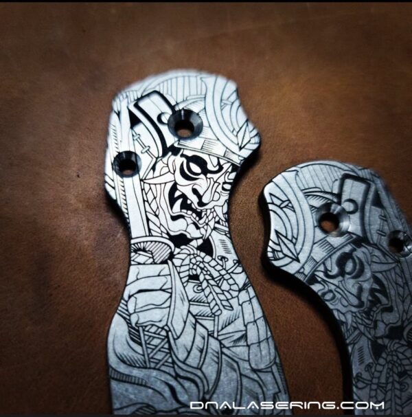 Yin-Yang - Ancient Samurai & Geisha - Spyderco PM2 - Engraved PM2 Titanium Knife Scales - Flytanium Gear - Knife / Hardware Optional