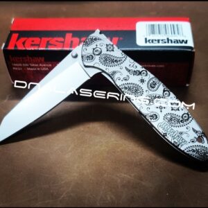 Paisley Bandana Pattern - Kershaw Leek Framelock - Deep Fiber Laser Engraving - EDC Gear - Complete Knife