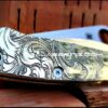 il_fullxfull.3680570826_797c.jpg Leaf Scroll - Spyderco PM2 Lotus - NEW Relief Engraving Style - Deep Laser Engraved - Brass Knife Scales -Flytanium *Knife Install Optional*