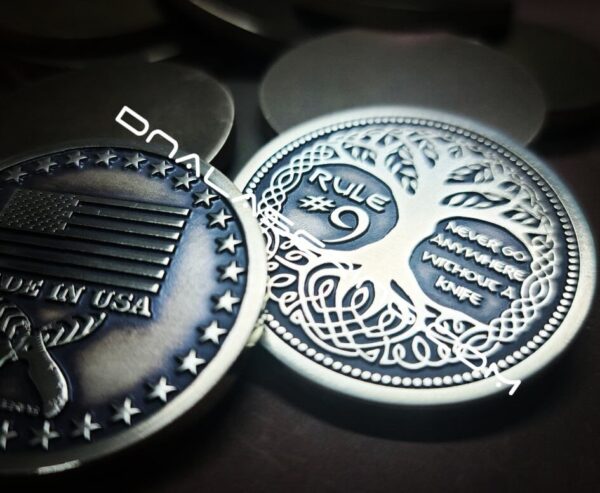 Rule #9 - Tree of Life - Deep Laser Engraved Brass Coin - Polished and Aged Finish