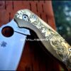 il_fullxfull.3728171155_cf2q.jpg Leaf Scroll - Spyderco PM2 Lotus - NEW Relief Engraving Style - Deep Laser Engraved - Brass Knife Scales -Flytanium *Knife Install Optional*