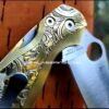 il_fullxfull.3728171207_c123.jpg Leaf Scroll - Spyderco PM2 Lotus - NEW Relief Engraving Style - Deep Laser Engraved - Brass Knife Scales -Flytanium *Knife Install Optional*