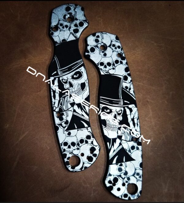 il_fullxfull.3751774194_e9wg-1.jpg Ace of Spades - Death Card - Spyderco PM2 TI - Fiber Laser Deep Engraved - Ti Knife Scales - Flytanium Gear - Knife & Hardware Optional