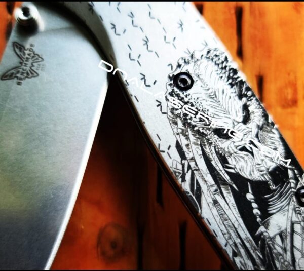 Predator - Deep Laser Engraved Titanium Scales - EDC Gear *Scales/handles Only* Benchmade Bugout TI -