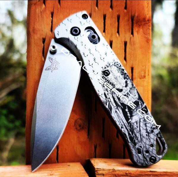 Predator - Deep Laser Engraved Titanium Scales - EDC Gear *Scales/handles Only* Benchmade Bugout TI -