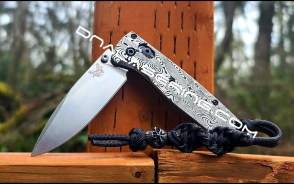 Damascus Pattern - Benchmade Bugout - Deep Laser Engraved Titanium Scales - Flytanium Gear *Scales/ Knife Handles Only*