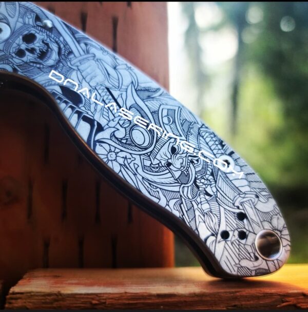 Japanese Warrior - Samurai - Spyderco PM3 - Engraved Titanium Knife Scales  - Paramilitary 3 EDC - Hardware & Knife Install Options