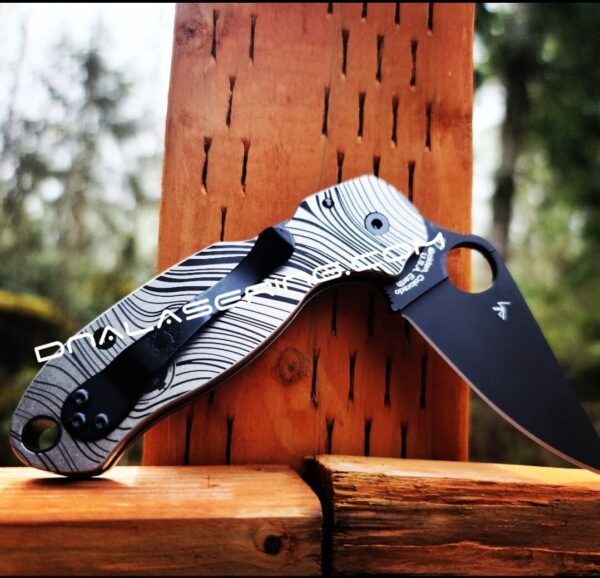 Beskar Ingot - Spyderco PM3 TI - Fiber Laser Deep Engraved - Titanium Knife Scales - EDC Gear - Hardware & Knife Install Options