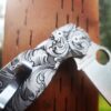 Leaf Scroll with Shading - Spyderco PM2 TI - Fiber Laser - PM2 Titanium Knife Scales - Flytanium Gear - Knife & Hardware Optional