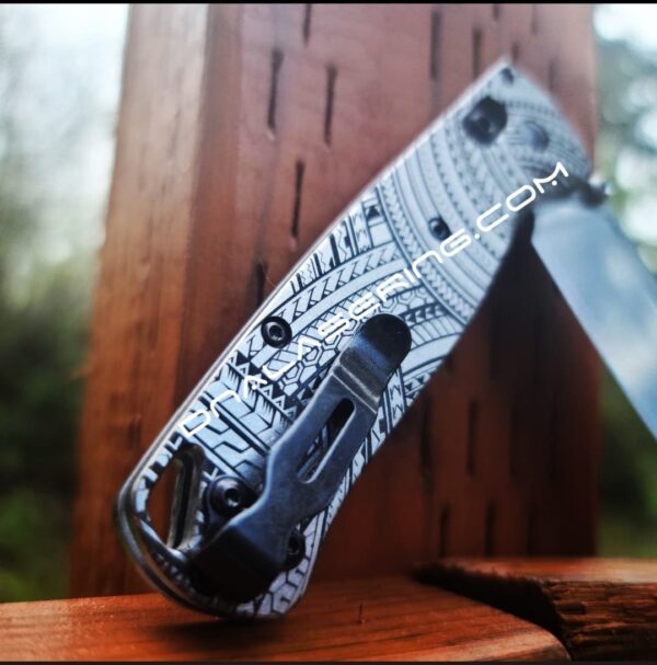 Maori Tattoo - Tamoko - Benchmade Bugout - Deep Laser Engraved Titanium Scales - EDC Gear *Scales/ handles Only*