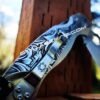 Leaf Scroll - Spyderco PM2 Lotus TI - NEW Relief Engraving - Deep Laser Engraved - Titanium Scales - Flytanium Gear *Knife Install Optional*