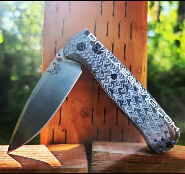Seigaiha Pattern - Japanese Waves - Benchmade Bugout - Engraved Titanium Knife Scales - EDC - *Scales/knife handles only*