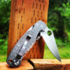 Seigaiha Pattern - Spyderco PM2 TI - Fiber Laser Deep Engraved - PM2 Titanium Knife Scales  Flytanium Gear - Knife & Hardware Optional
