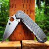 Seigaiha Pattern - Spyderco PM2 TI - Fiber Laser Deep Engraved - PM2 Titanium Knife Scales  Flytanium Gear - Knife & Hardware Optional